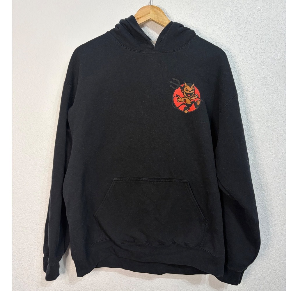Y2K Everyday Vandals Mens Black Devil Graphic Pullover Hoodie Sweatshirt Large